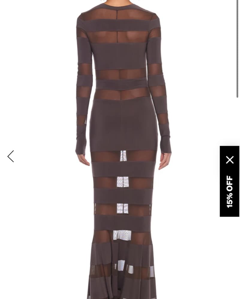 Norma Kamali Chocolate Brown Mesh Dress - Image 3
