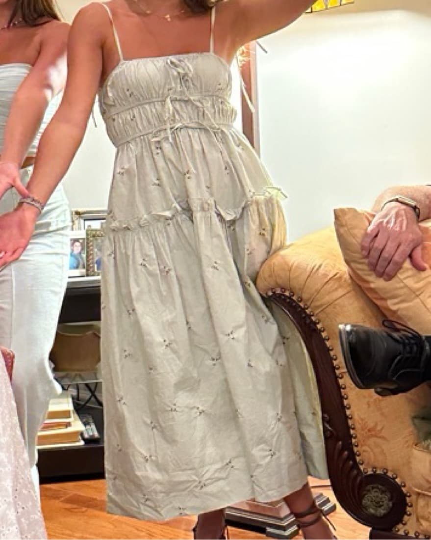 Sage Green Floral Midi Dress  - Image 2