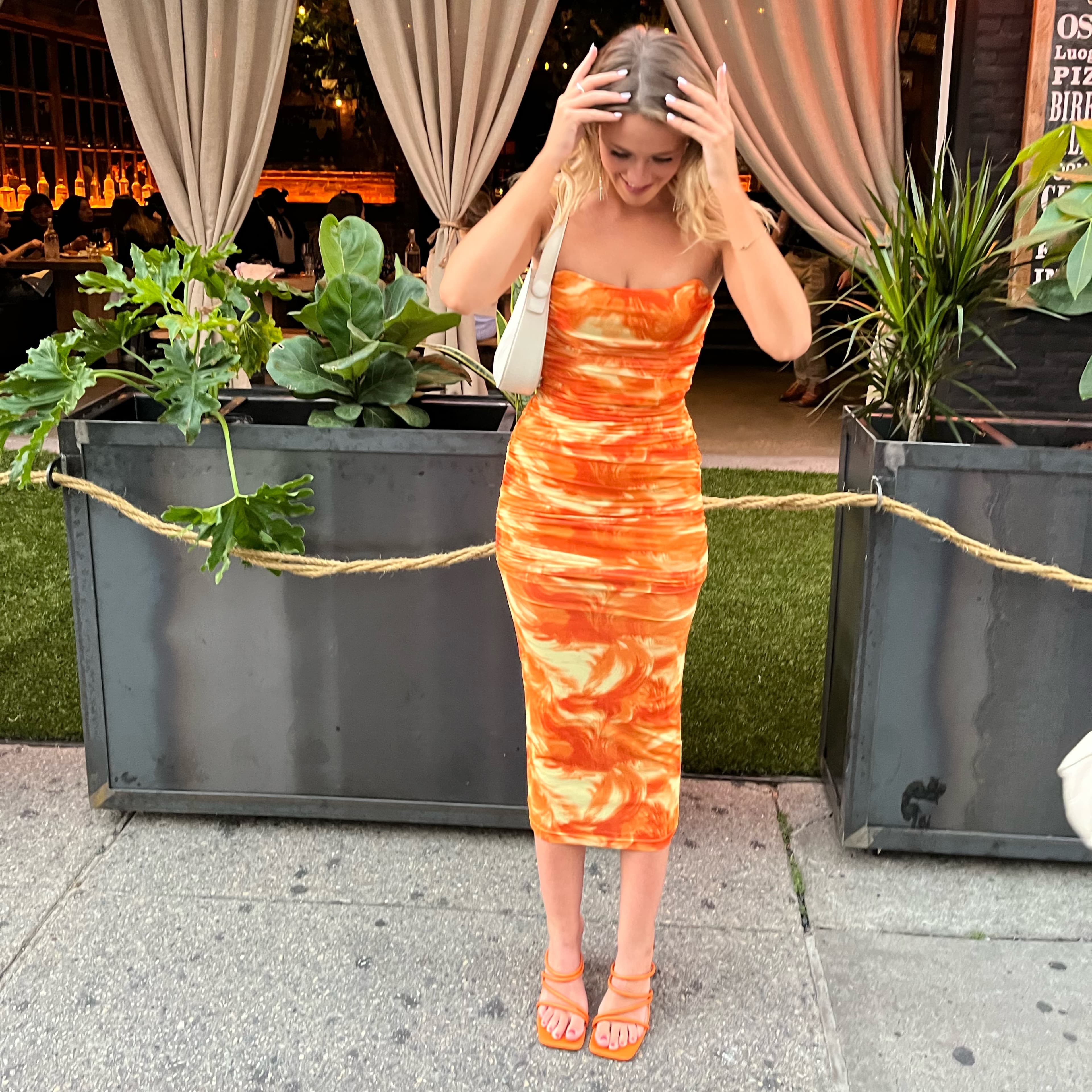 Snatched Look Maxi Dress Orange - Image 1