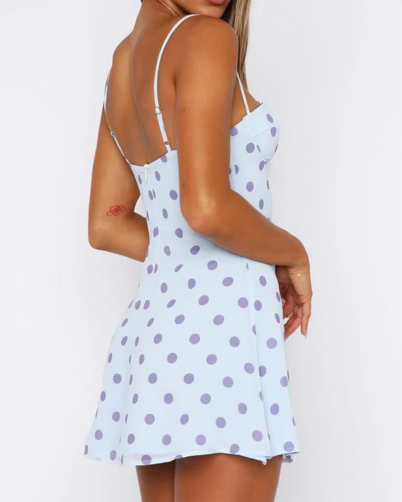 Polka Dot Mini Dress Baby Blue - Image 3