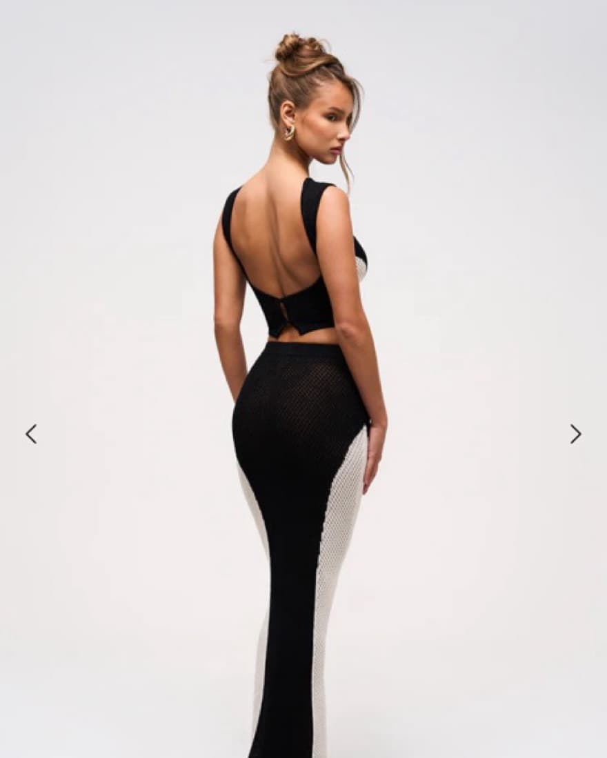 Chic Black and White Cutout Dress MURCI - Image 4
