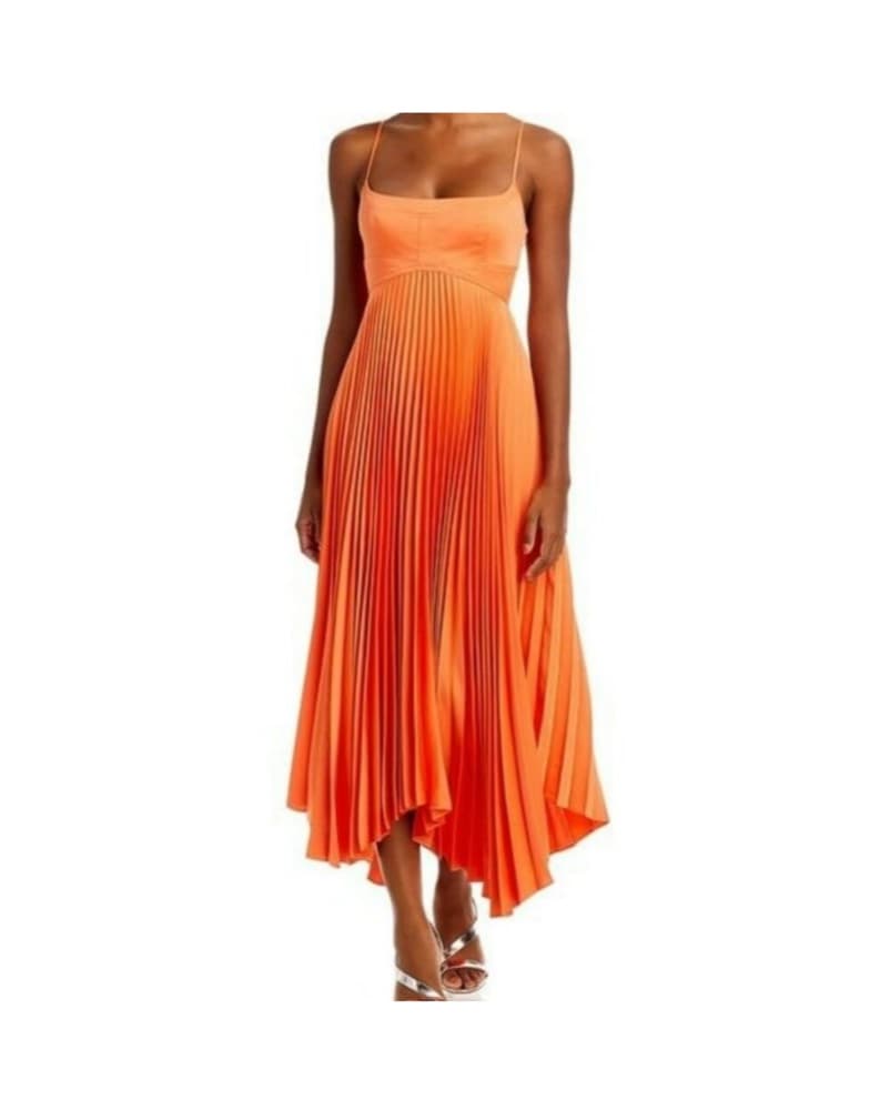 ALC Orange Pleated midi dress  - Image 1