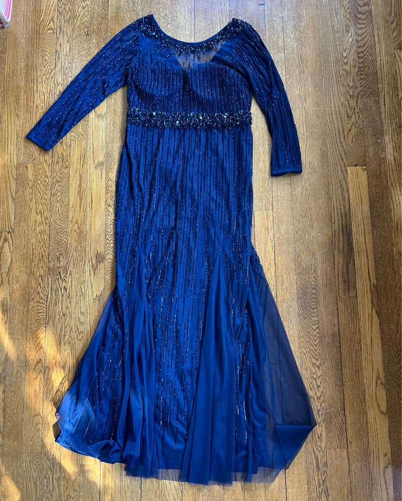 Aidan Mattox – Navy Beaded Gown - Image 1