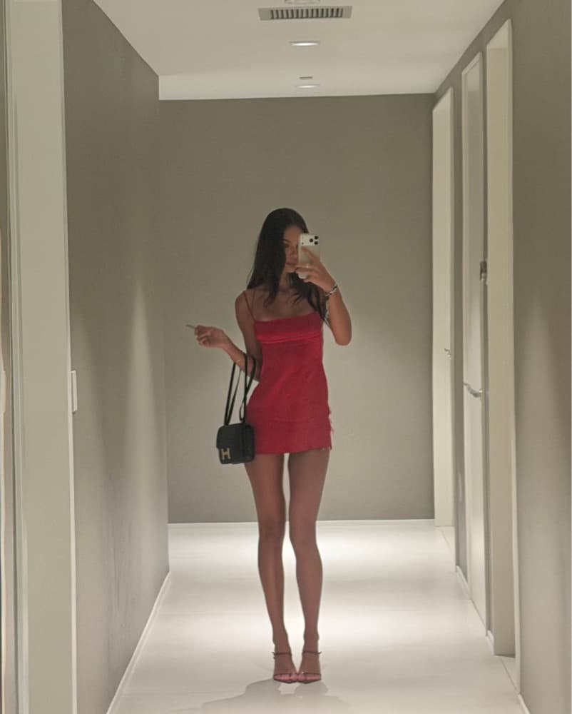Vibrant Red Bandeau Mini Dress - Image 2