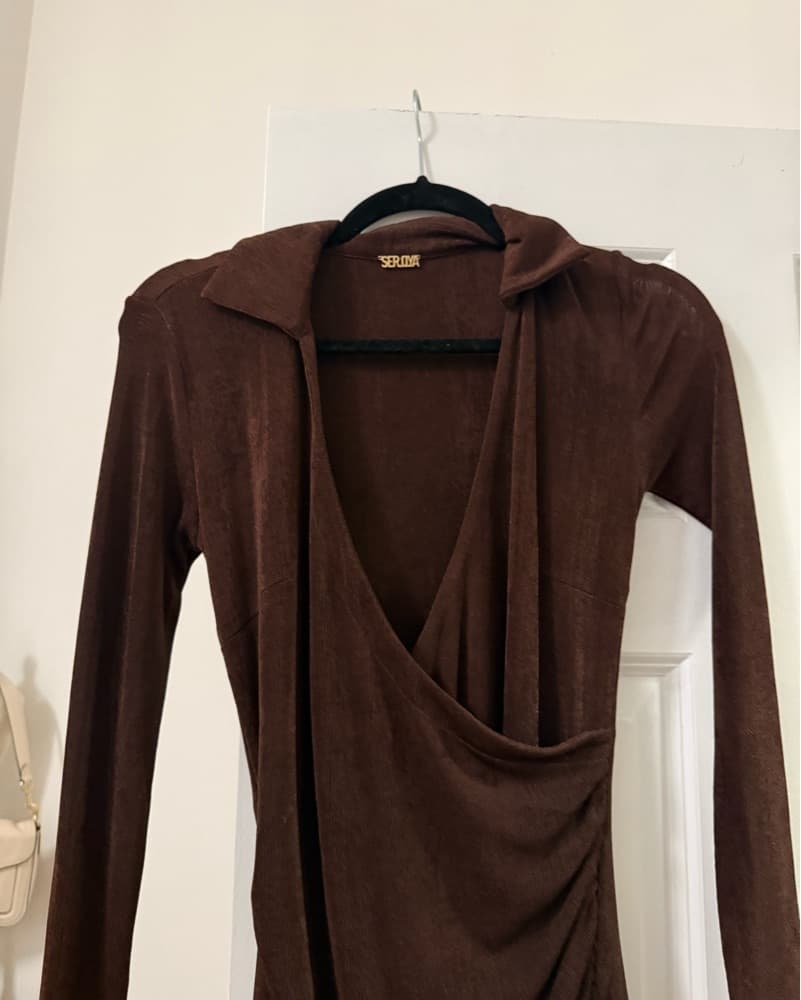 Retrofete Brown Long Sleeve Dress  - Image 4
