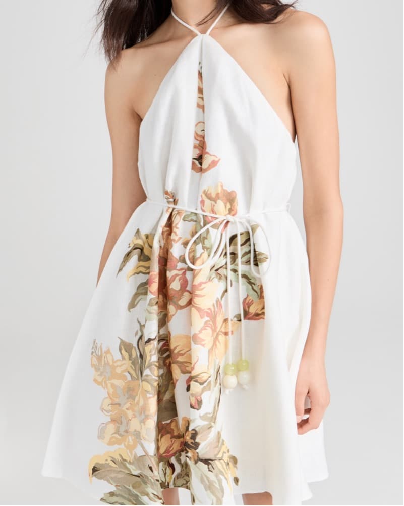 Floral and white halter mini dress - Image 1