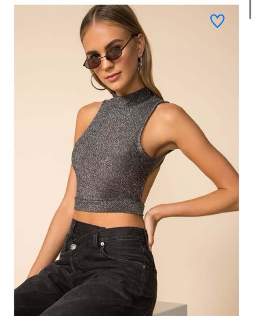 Superdown Sophie Open Back Sparkly Top - Image 1