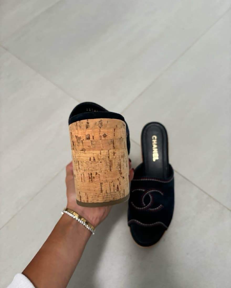 Chanel Wedges (navy + Red/white Stitch) - Image 2