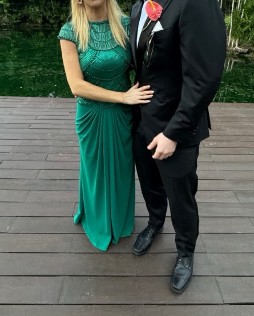 Tadashi Shoji Emerald Dress Black Tie - Image 4