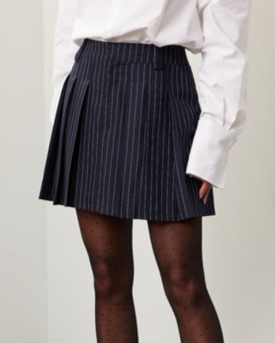 Ashley Park x RTR Navy Pinstripe Skirt - Image 2