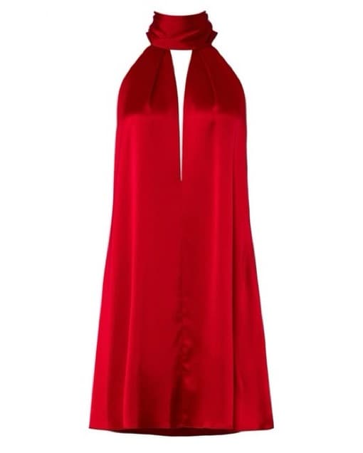 Galvan Red Silk Mini Dress - Image 3
