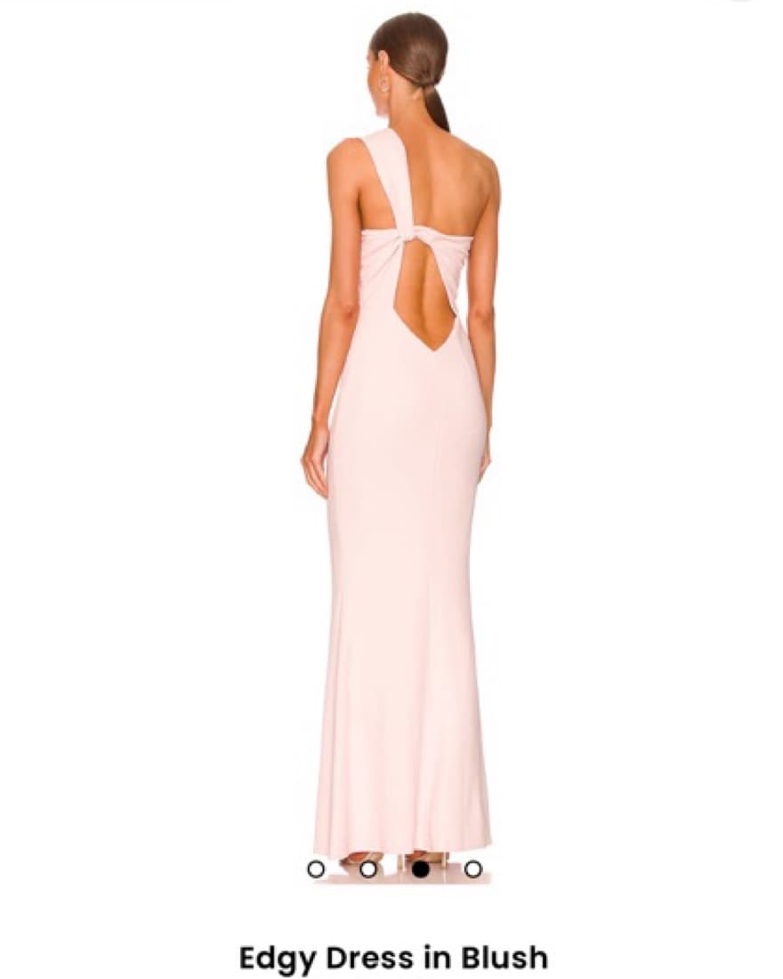 Elegant One-Shoulder Blush Dress - Image 2