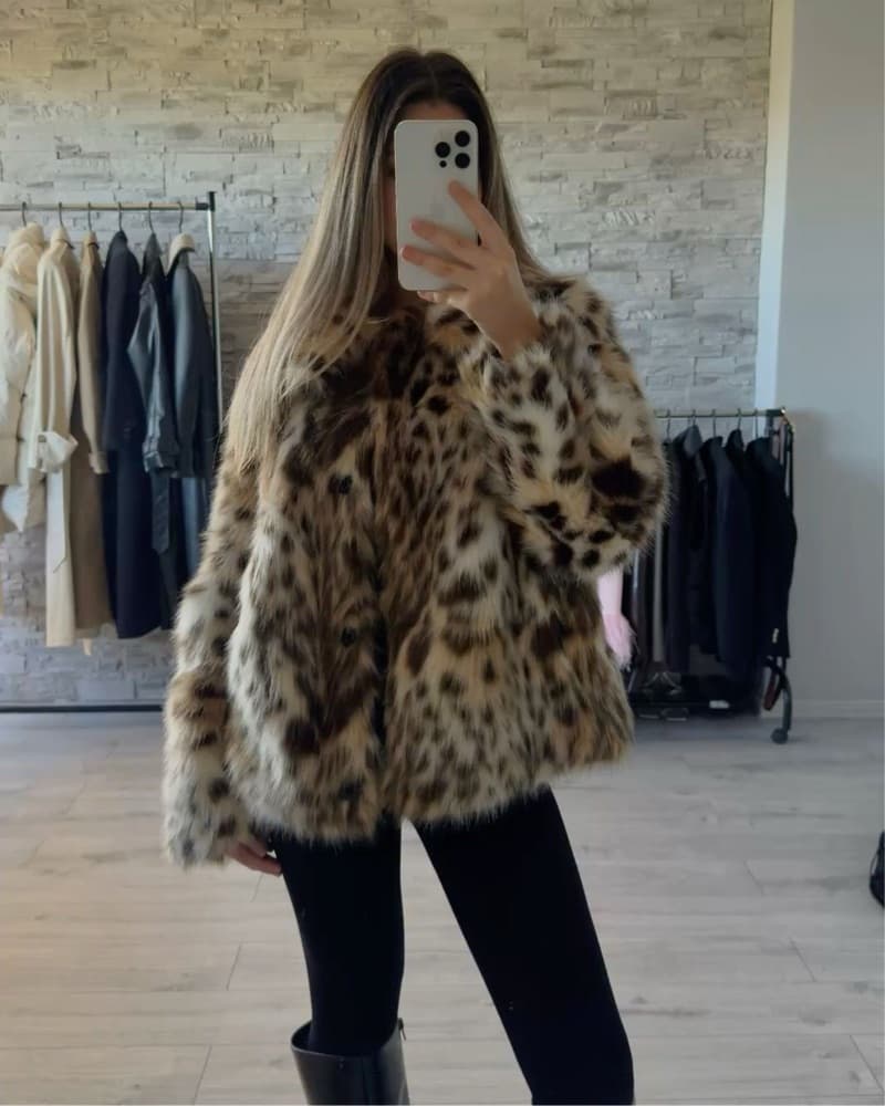 Zara Cheetah Fur Coat Size Small  - Image 1
