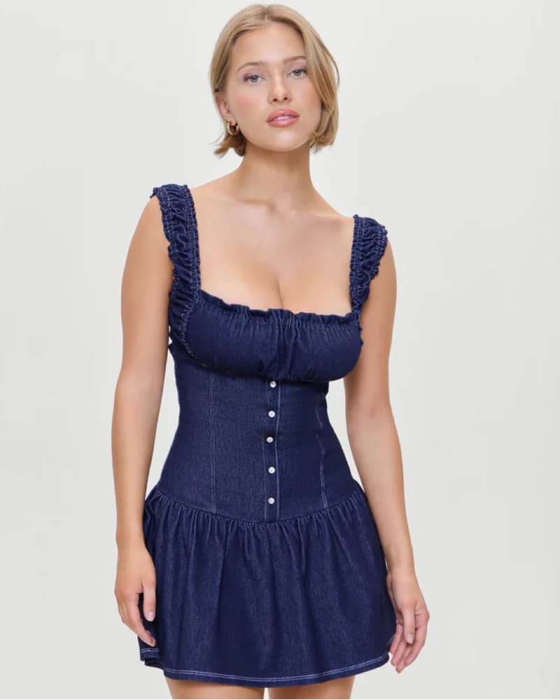 Christa Denim Mini Dress - Image 1
