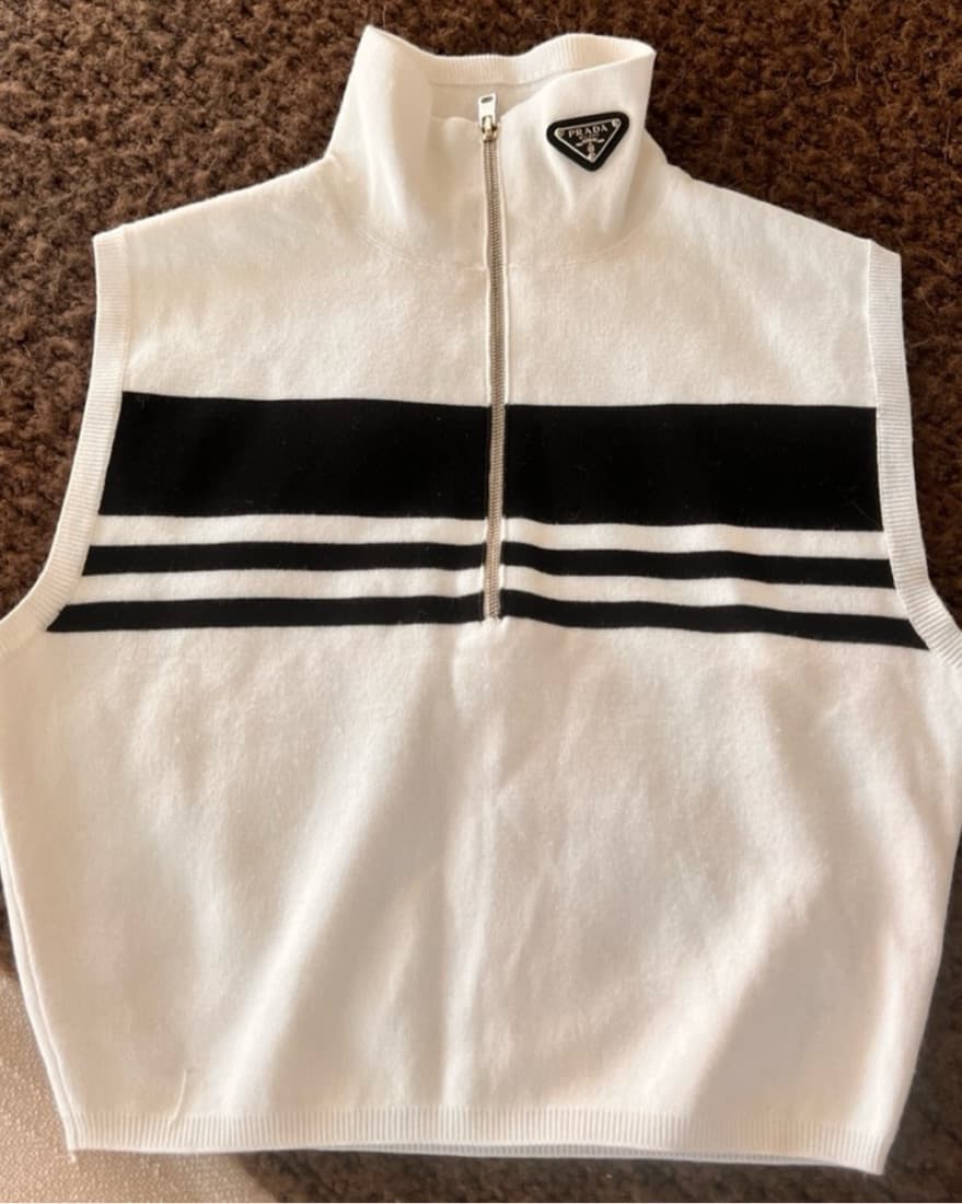 Prada Half Zip Crop Top - Image 1