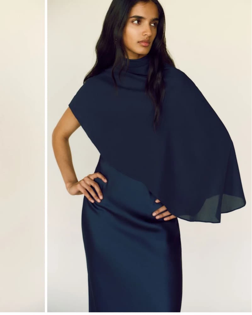 Reformation Silk Dress W Removable Shawl - Image 3
