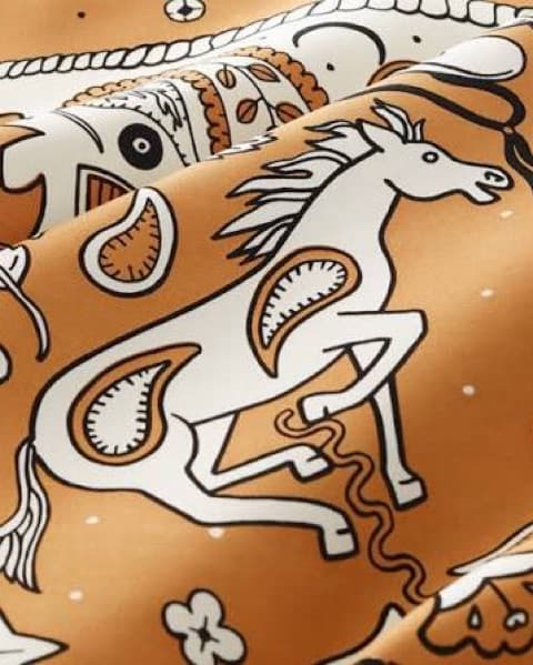 Hermes Les Animaux Bandana Camel Scarf - Image 2