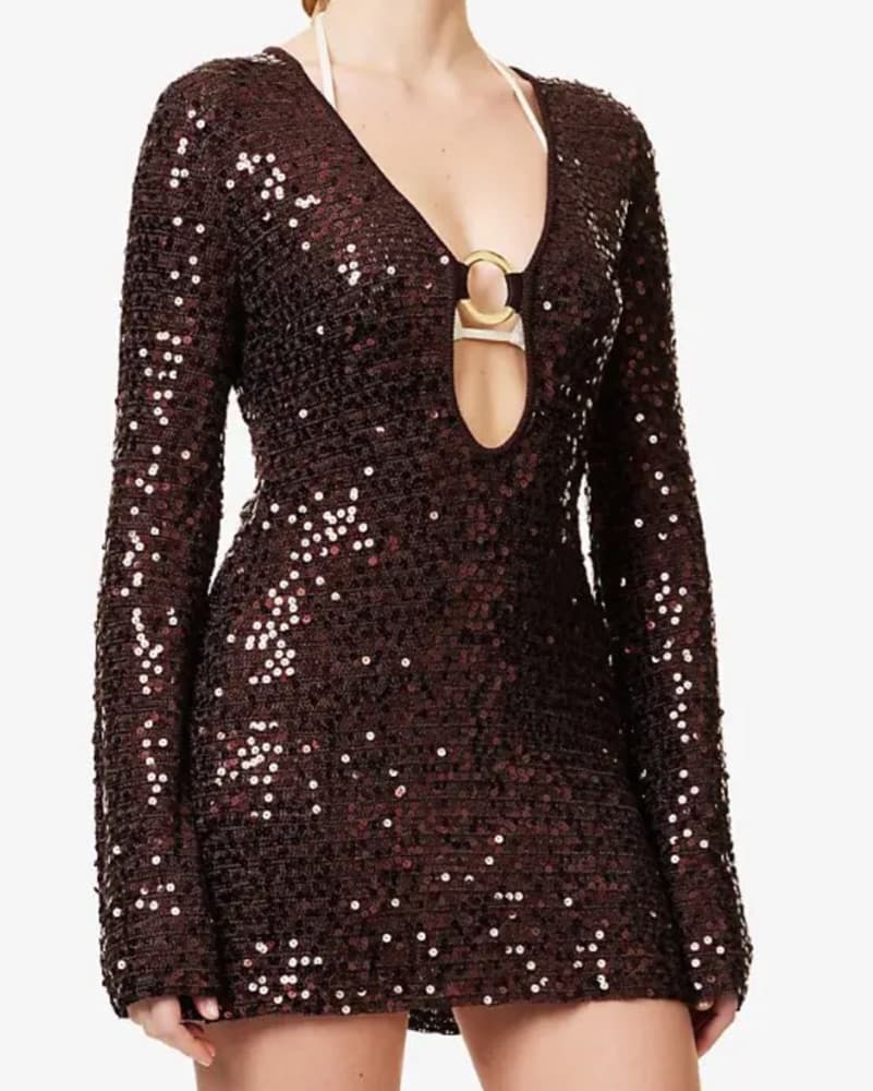 Monday Swimwear Brown Sequin Coverup - Image 3