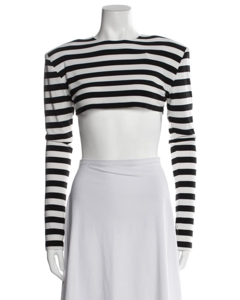Norma Kamali Striped Crop Top - Image 2