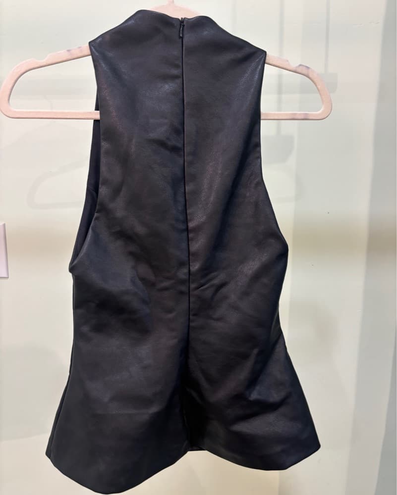 Sleek Black Leather Top - Image 2