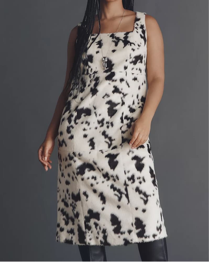 Sleeveless Faux Pony Midi Dress - Image 1