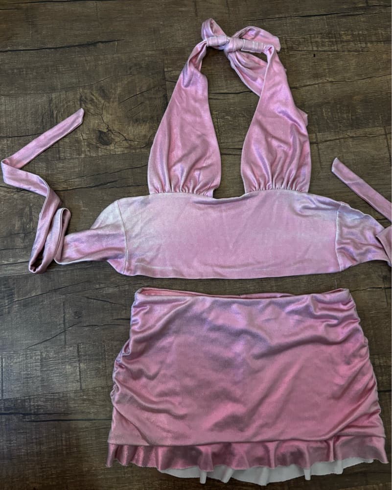 I Am Gia Pink Top and Mini Skirt Set - Image 5