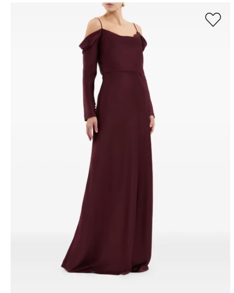 Burgundy lace-trimmed cowl-neck gown - Image 3