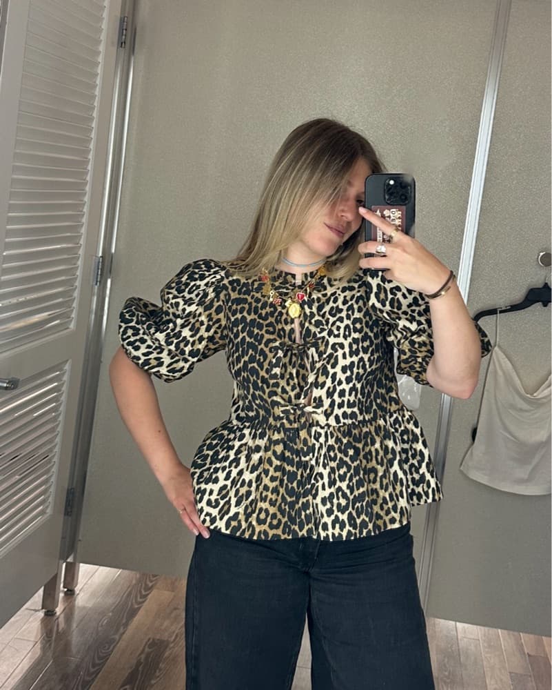 Playful Leopard Print Puff Sleeve Top - Image 2