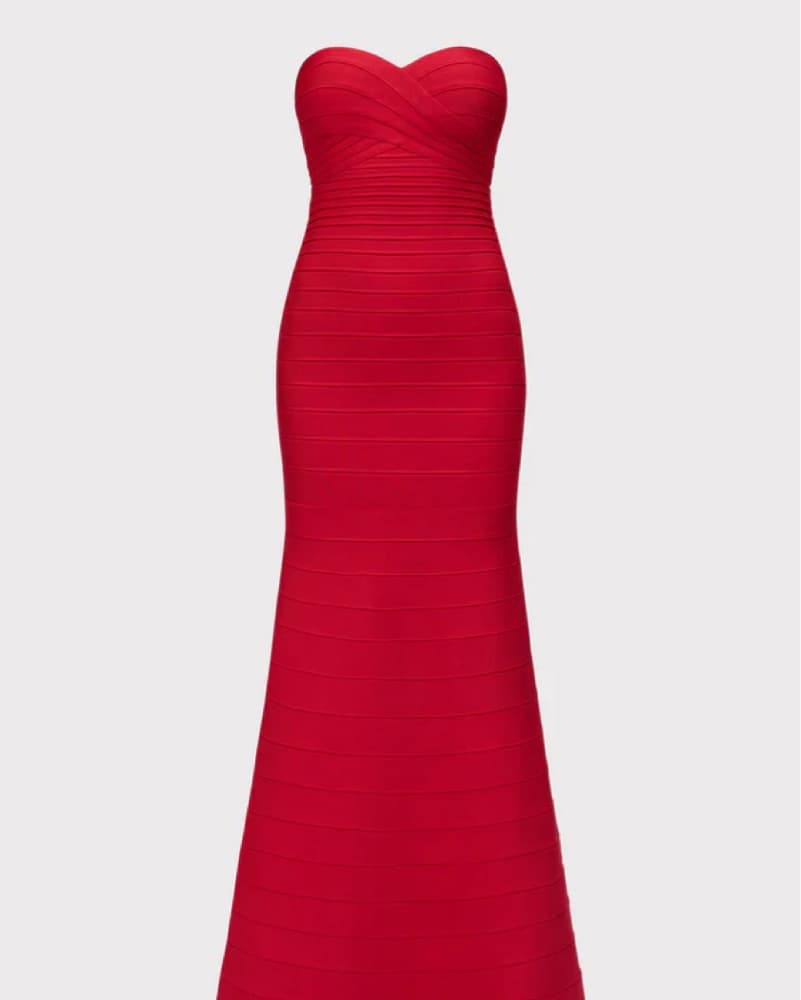 THE SARA GOWN Herve Leger Red Maxi Dress - Image 3