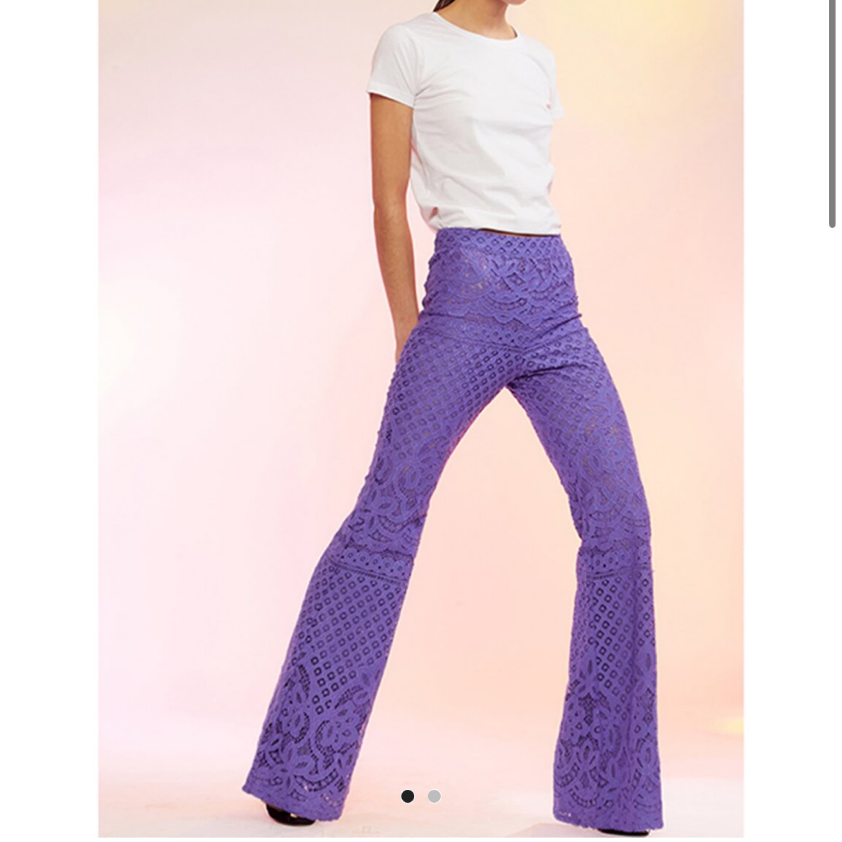 Cynthia Rowley Purple Lace Flare Pants - Image 1