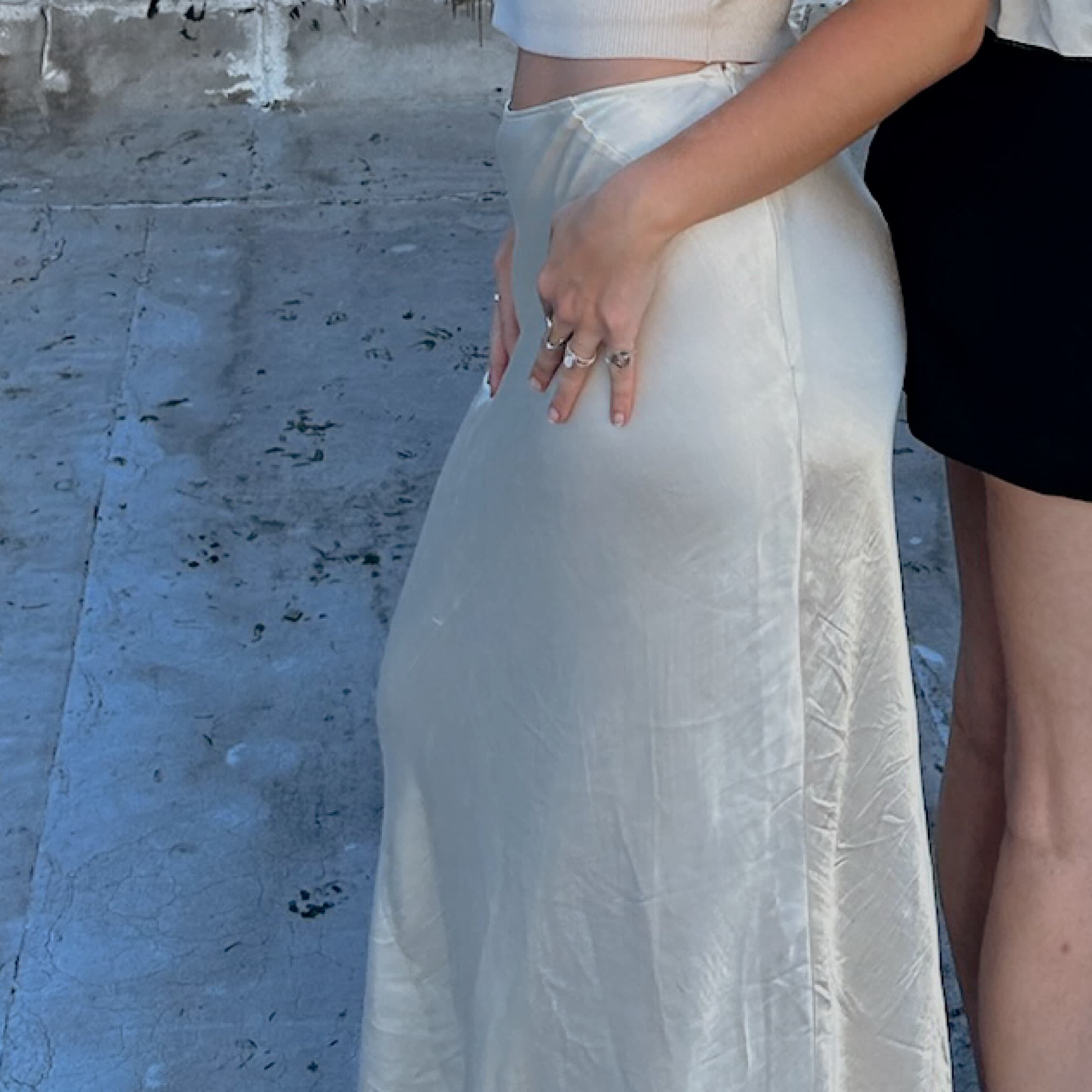 Cream Satin Maxi Skirt - Image 3
