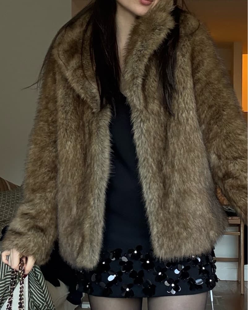 Mango Light Brown Faux Fur Cost  - Image 3