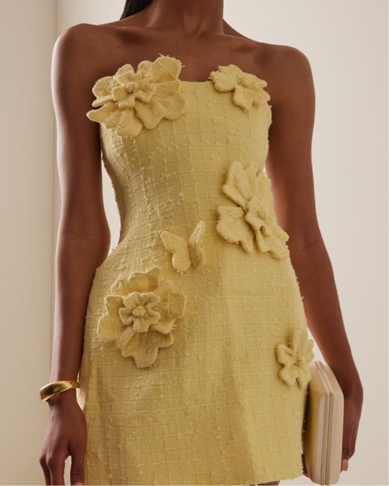 LEO LIN YELLOW ROSARIO TWEED MINI DRESS - Image 3