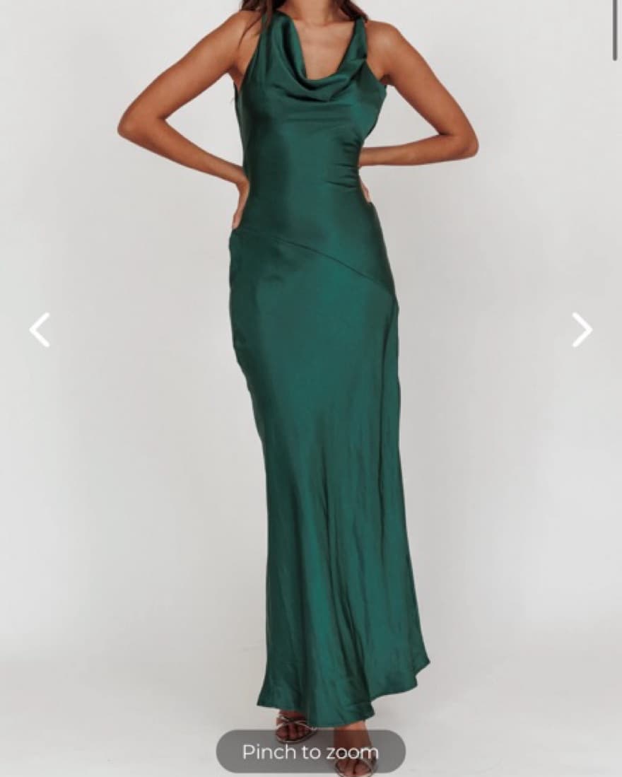 Green Open Back Halter Silk Maxi Dress - Image 2