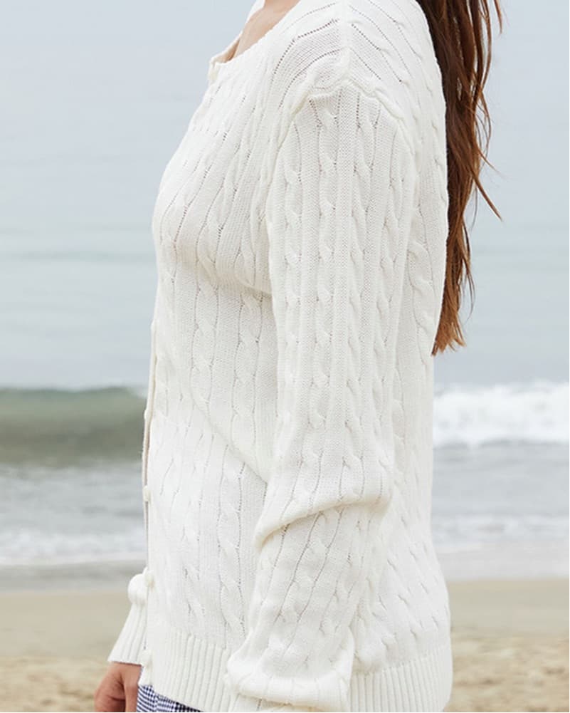 Pacsun White Cable Knit Cardigan - Image 2