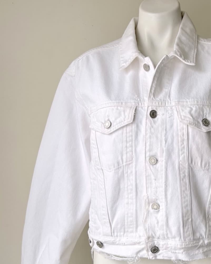 Distressed White Denim Jacket - Image 2