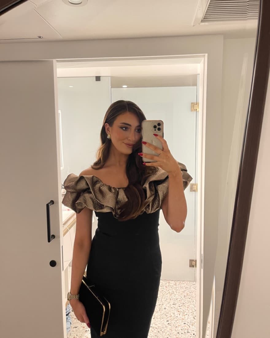 Karen Millen Black & Gold Midi Dress - Image 2