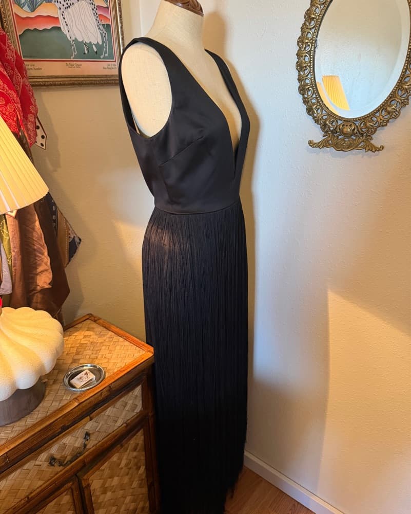 House Of CB Formal Satin & Fringe Dress - Image 5
