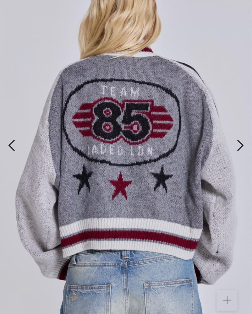 Jaded LDN Grey Knitted Bomber Jacket - Image 2