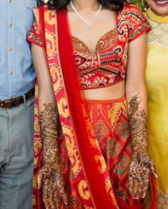 custom made red silk lengha - Image 2