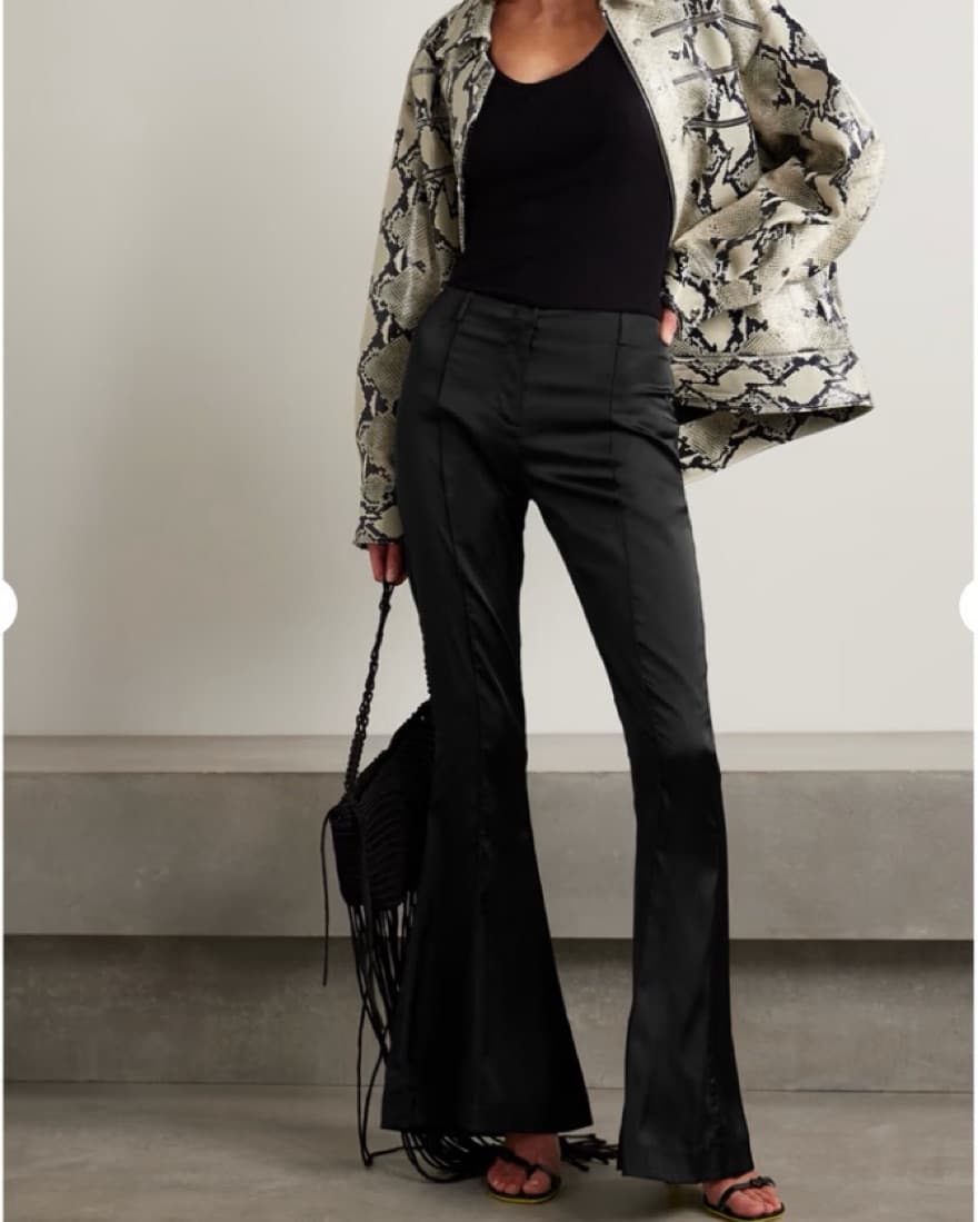 ACNE Studios Black Satin Flared Pants - Image 1