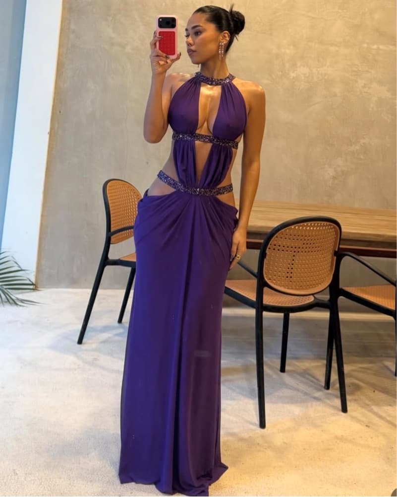 6am Cut Out Maxi Dress In Violet  - Image 3