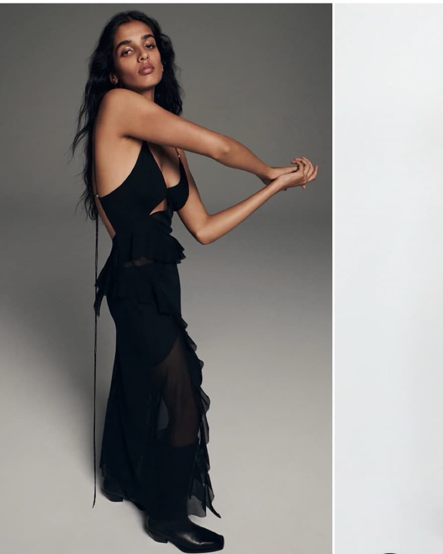 Aurelie Strap Frill Maxi Dress in Black - Image 1