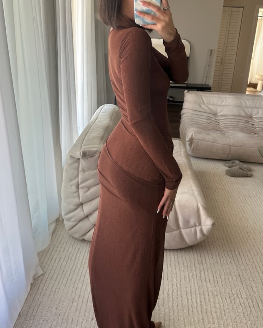 Brown Sheer Revolve Maxi Dress - Image 4