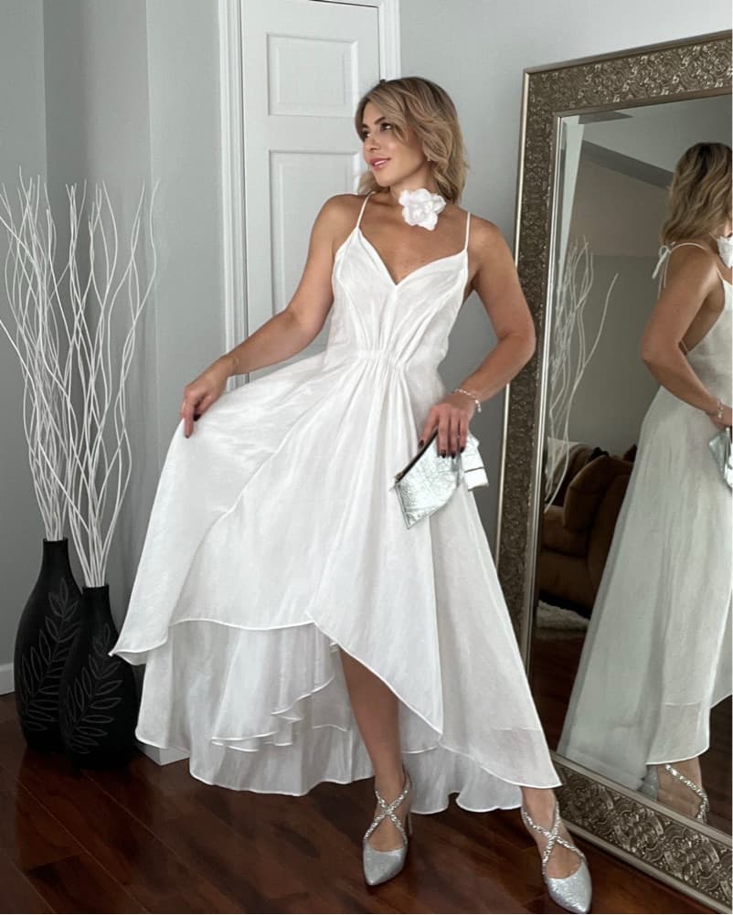 Sailaal Silk/Hemp Dress In White  - Image 1