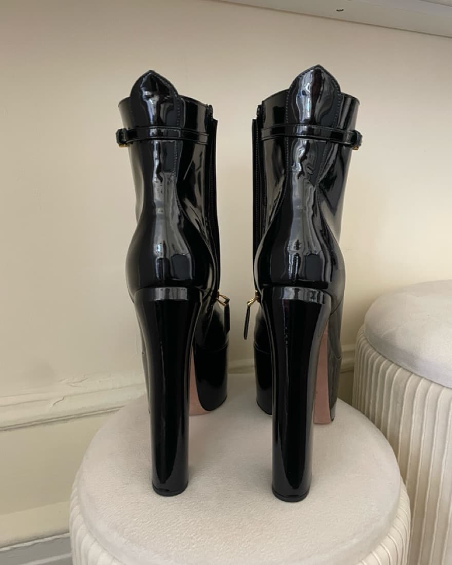 Valentino Black Patent Leather Platform Booties - Image 5