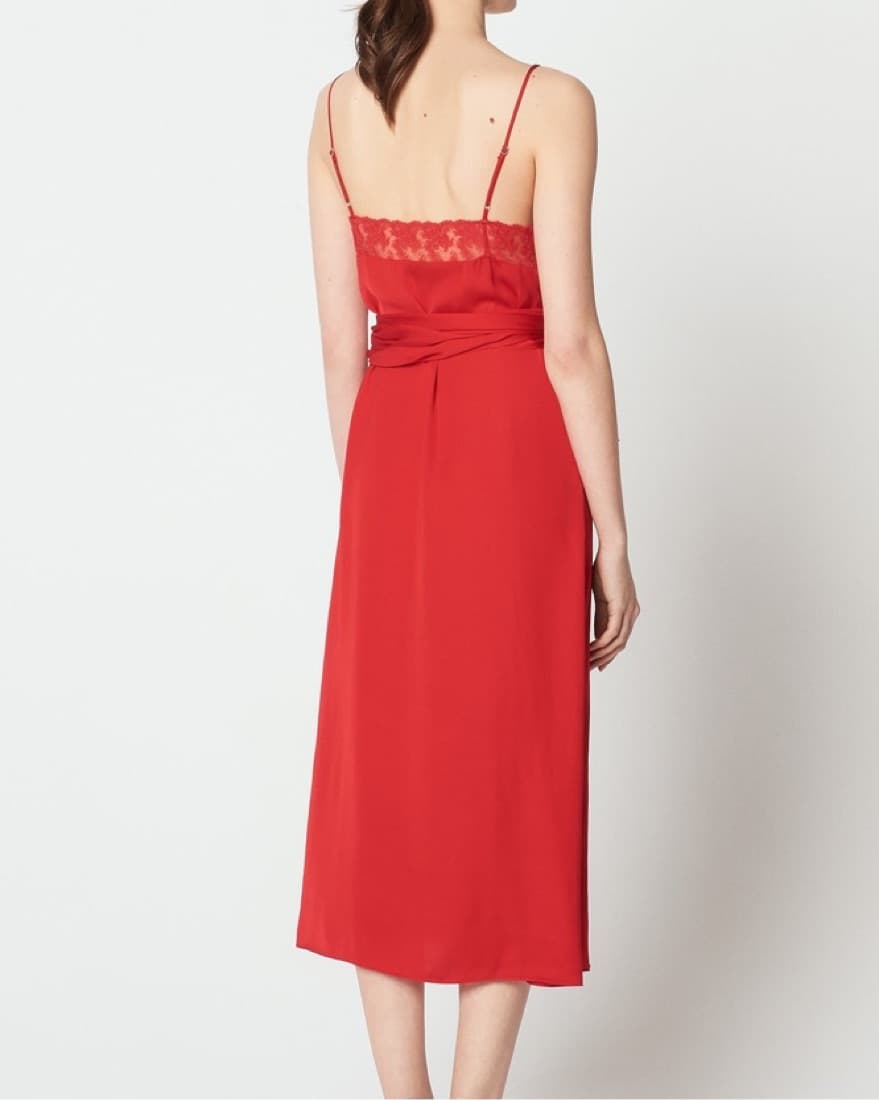 Red Silk Sandro Dress - Image 4