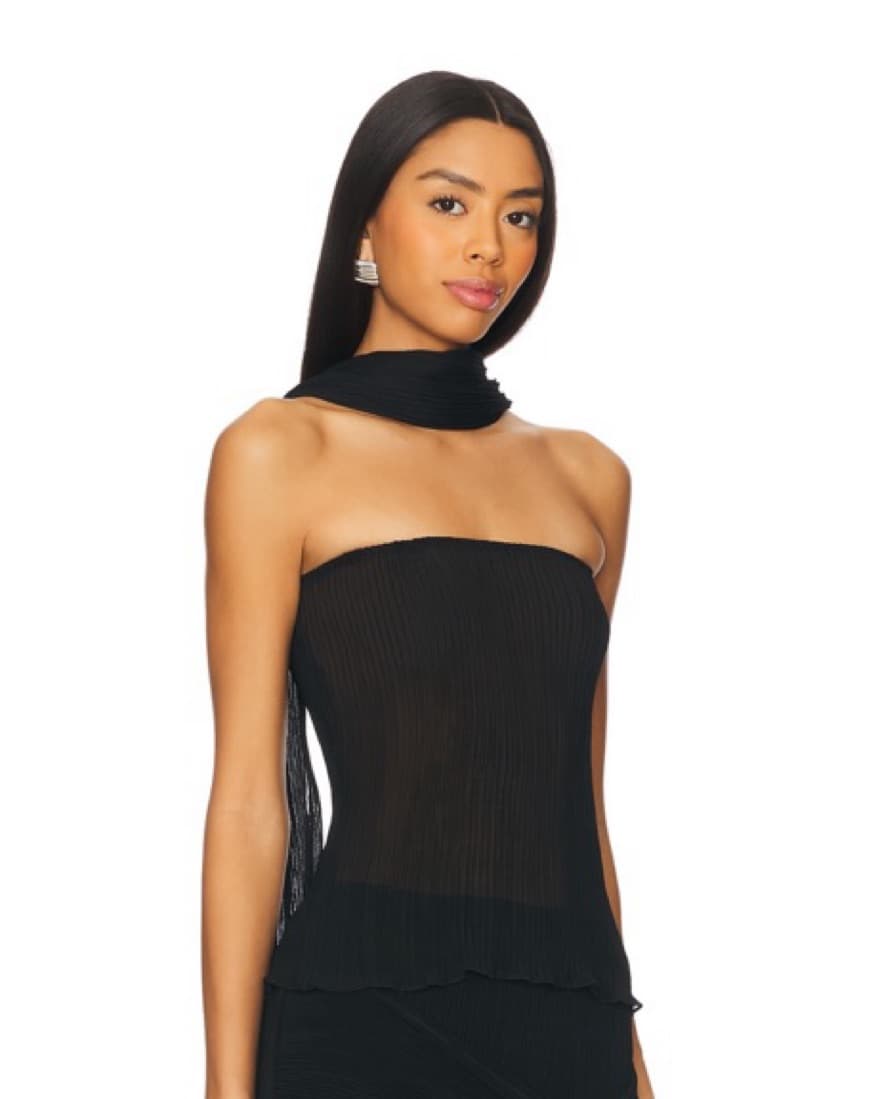 Black Top With Scarf Detail  - Image 4