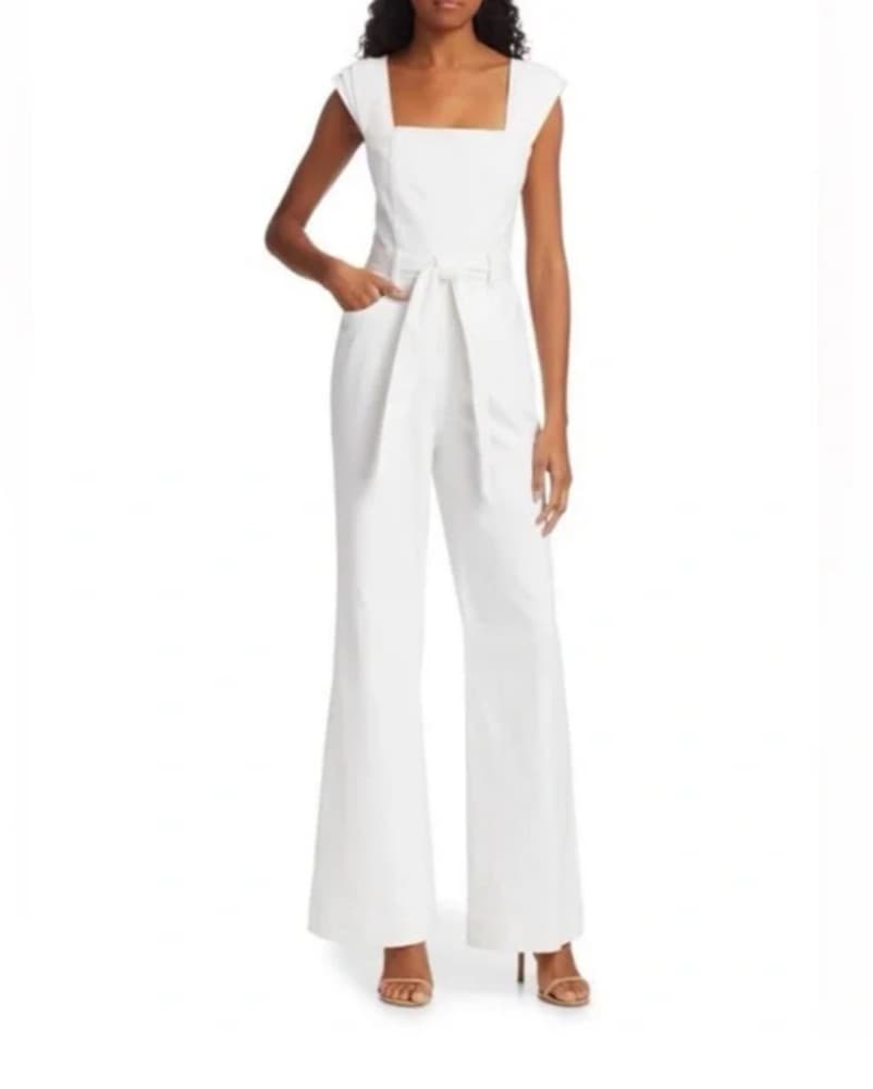 Alice + Olivia White Denim Jumpsuit - Image 1