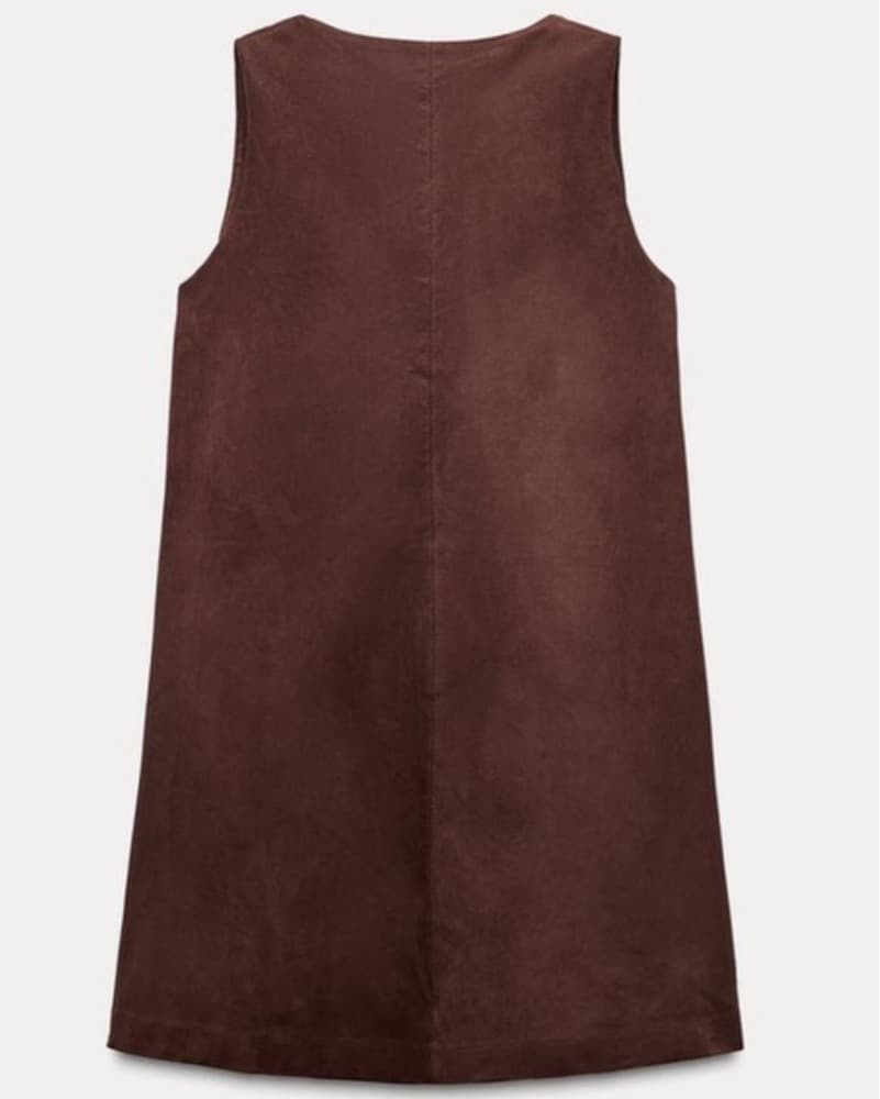 Brown Suede Mini Dress - Image 2